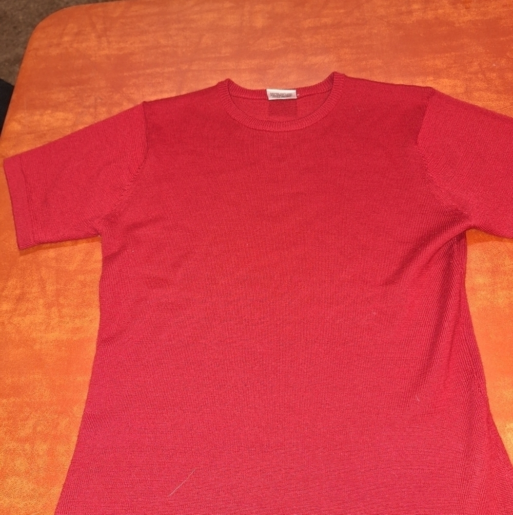Hillard & Hanson Wool Acrylic Short Sleeve Sweater Medium